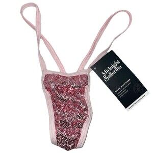 Midnight Ballerina Baby Pink Sequins V Back Thong One Size Dance Wear